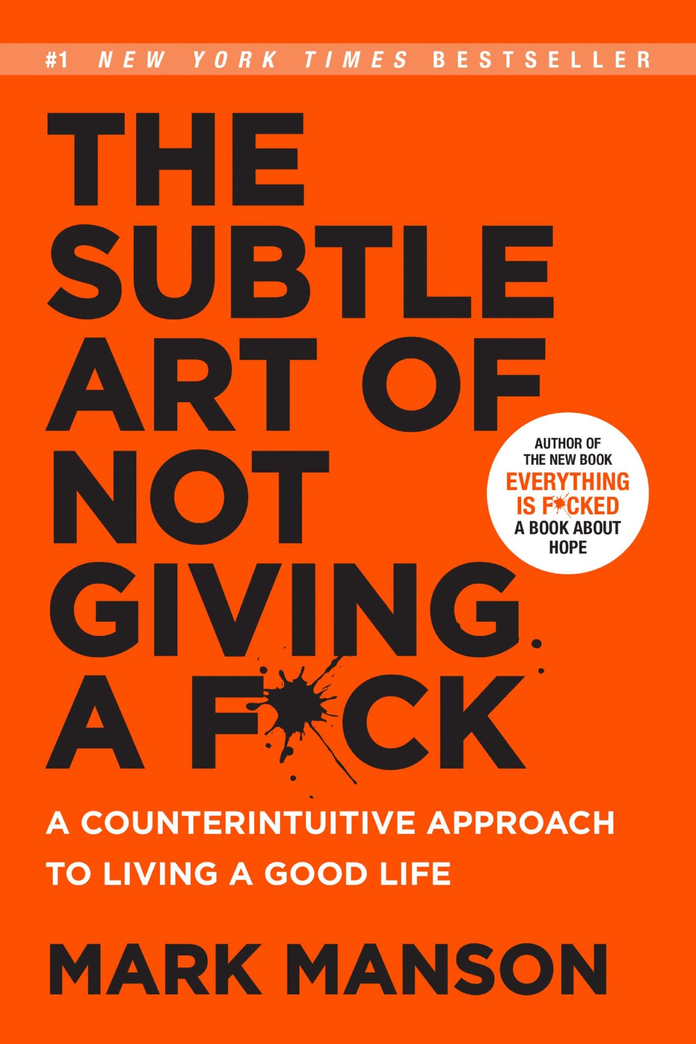 The subtle art of not giving a f*ck review Book cover orange with the title of the book