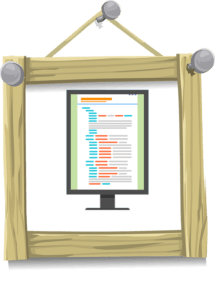 A picture frame and a screen with a webpage inside it