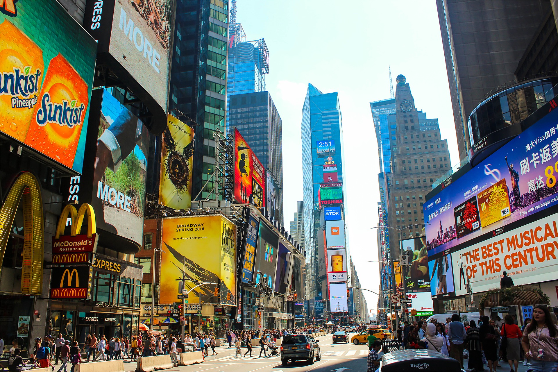 Times square with lots of billboards